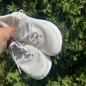 Women’s white HOKA running shoes